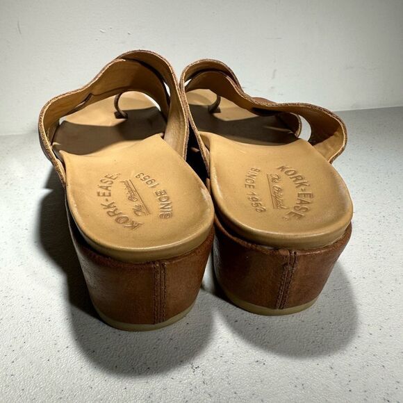 Kork-Ease Size 9 Sabrina Platform Sandals Criss Cross Shoes Leather Mules Brown - Picture 4 of 6